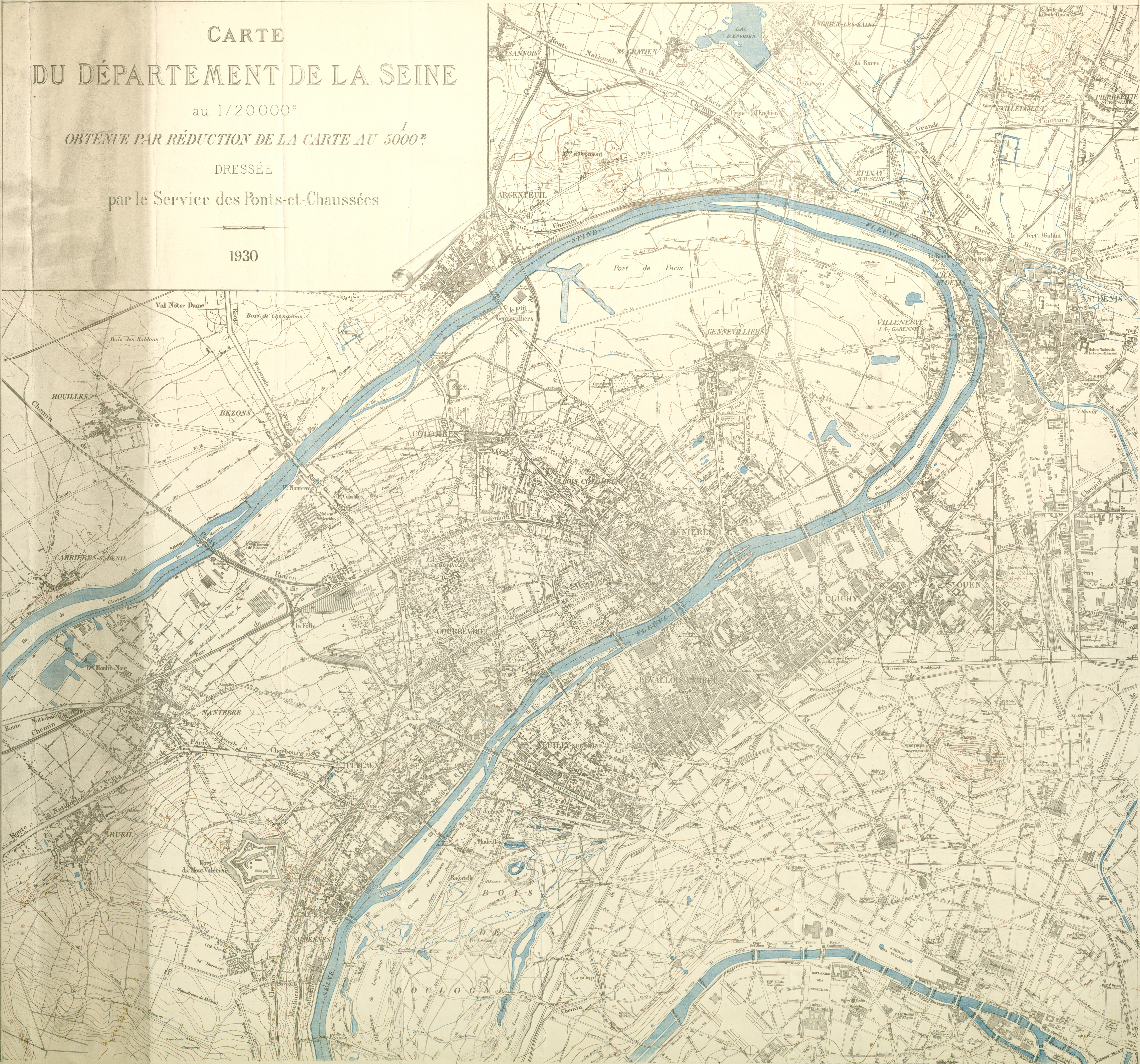 Carte du département de la Seine en 1930.
