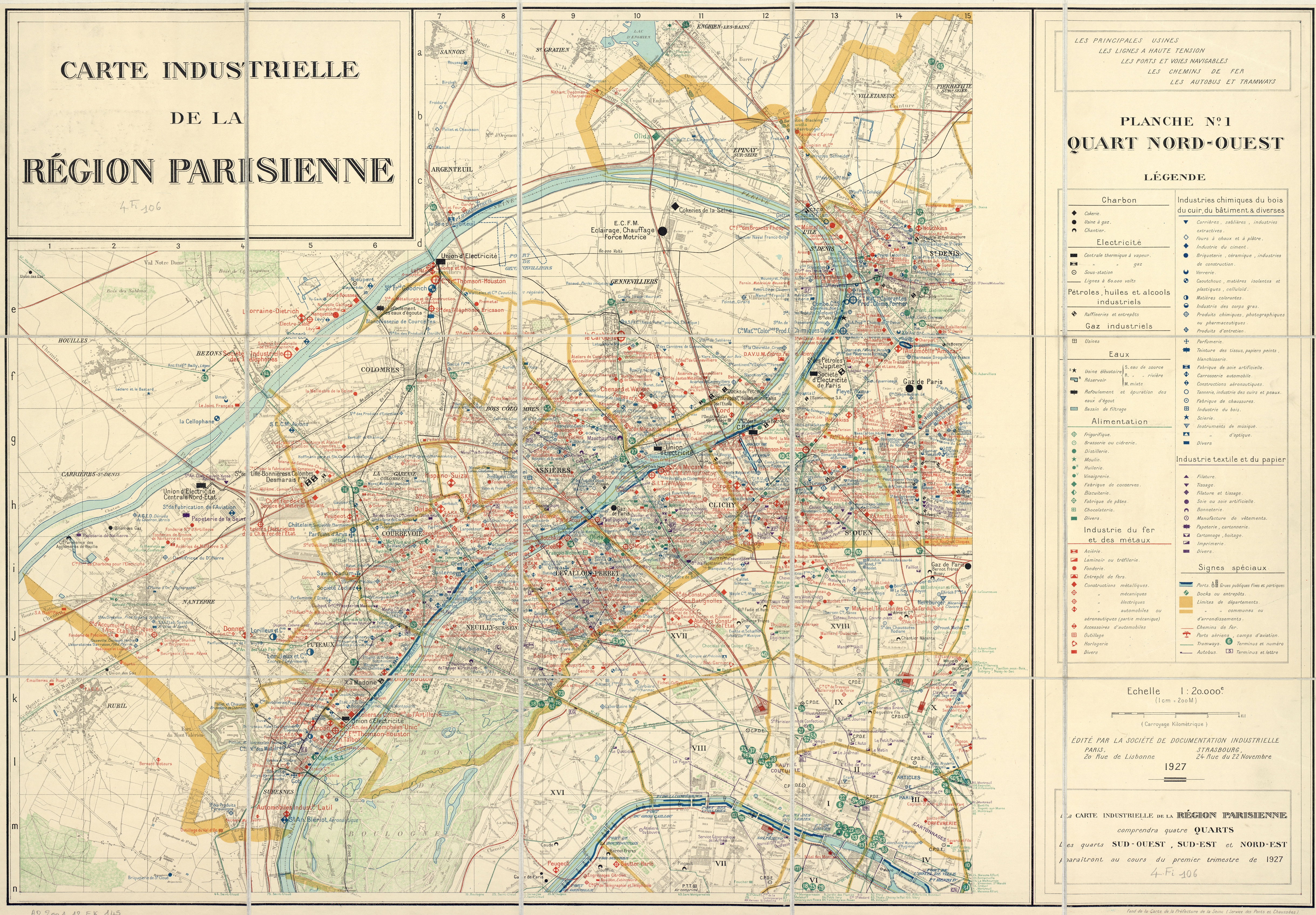 Carte Industrielle de la Seine en 1927.