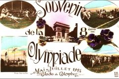 Carte postale souvenir de la 8eme Olympiade de 1924.